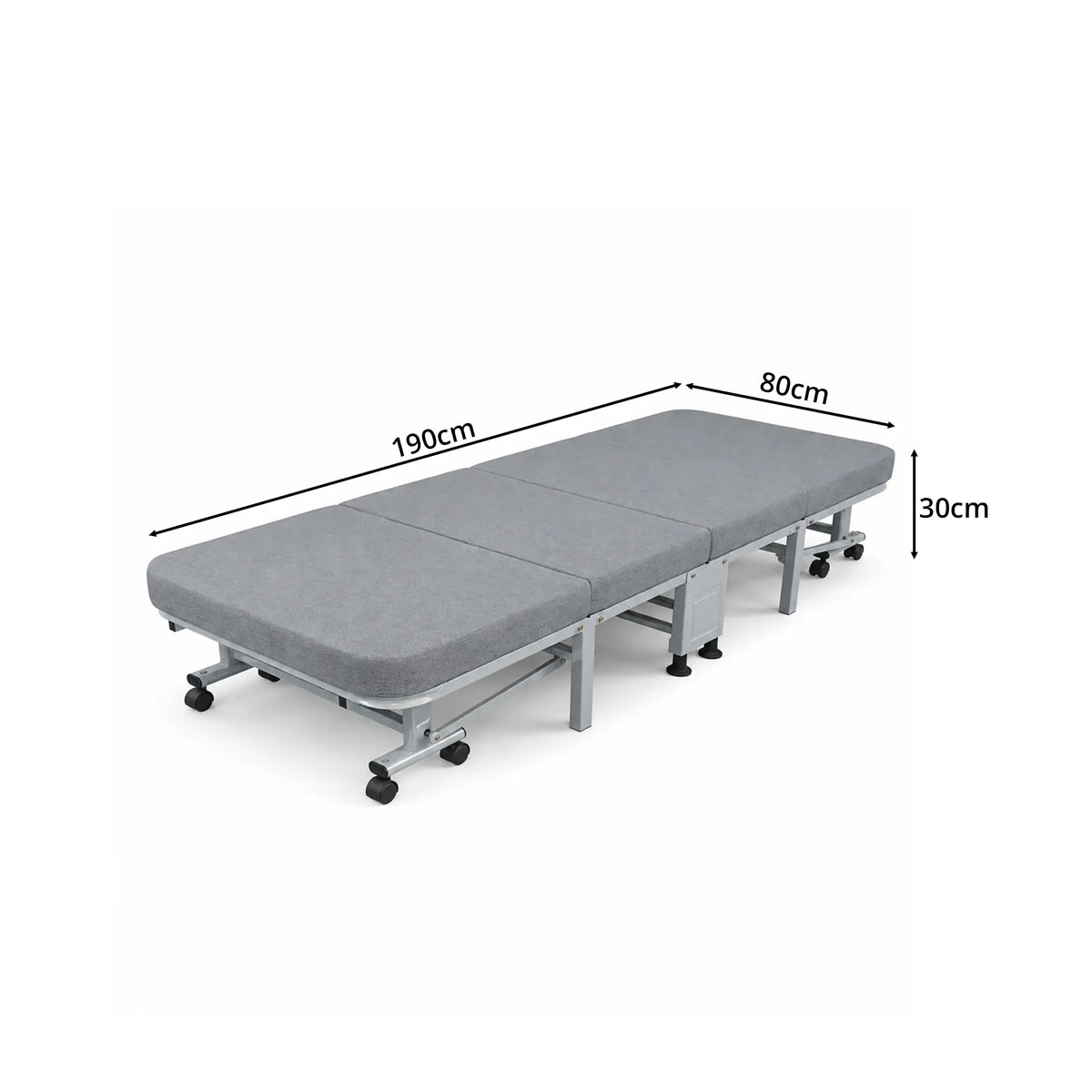 LIVARA Folding Single Bed 3.5cm Coconut Coir & Foam Mattress with Cotton-Linen Fabric - 80/90cm Space-Saving Rollaway Bed for Home & Office - Grey