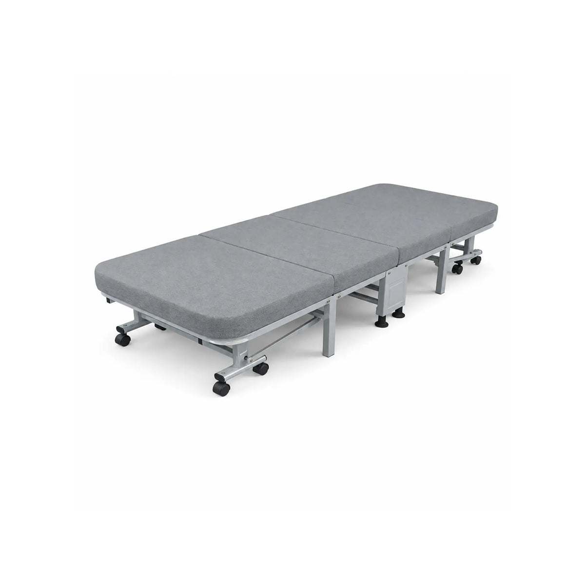 LIVARA Folding Single Bed 3.5cm Coconut Coir & Foam Mattress with Cotton-Linen Fabric - 80/90cm Space-Saving Rollaway Bed for Home & Office - Grey
