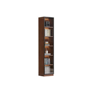 LIVARA 40cm Single Door Display Cabinet - Tempered Glass Storage with LED Lighting Slim Design for Living Room - Walnut