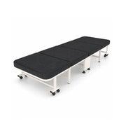 LIVARA Folding Single Bed 5-Position Adjustable Backrest, Foam Mattress & Steel Frame - 60/90cm Rollaway Bed for Home & Hospital - Black