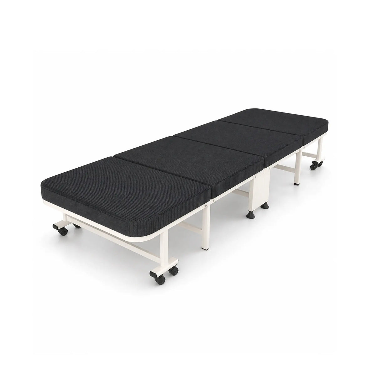 LIVARA Folding Single Bed 5-Position Adjustable Backrest, Foam Mattress & Steel Frame - 60/90cm Rollaway Bed for Home & Hospital - Black