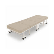 LIVARA Folding Single Bed 5-Position Adjustable Backrest, Foam Mattress & Steel Frame - 60/90cm Rollaway Bed for Home & Hospital - White