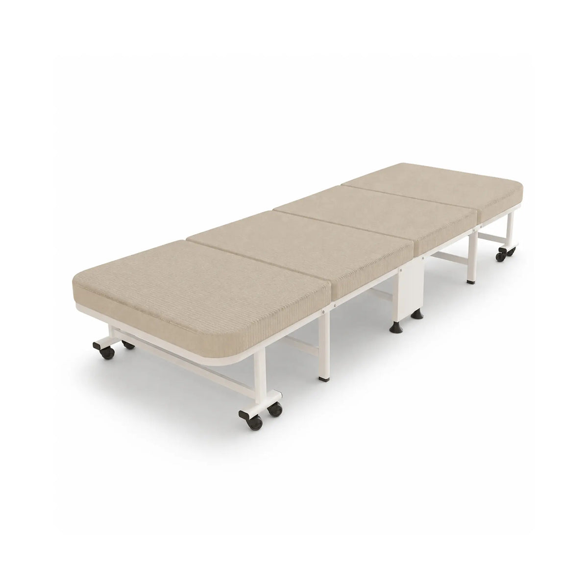 LIVARA Folding Single Bed 5-Position Adjustable Backrest, Foam Mattress & Steel Frame - 60/90cm Rollaway Bed for Home & Hospital - White