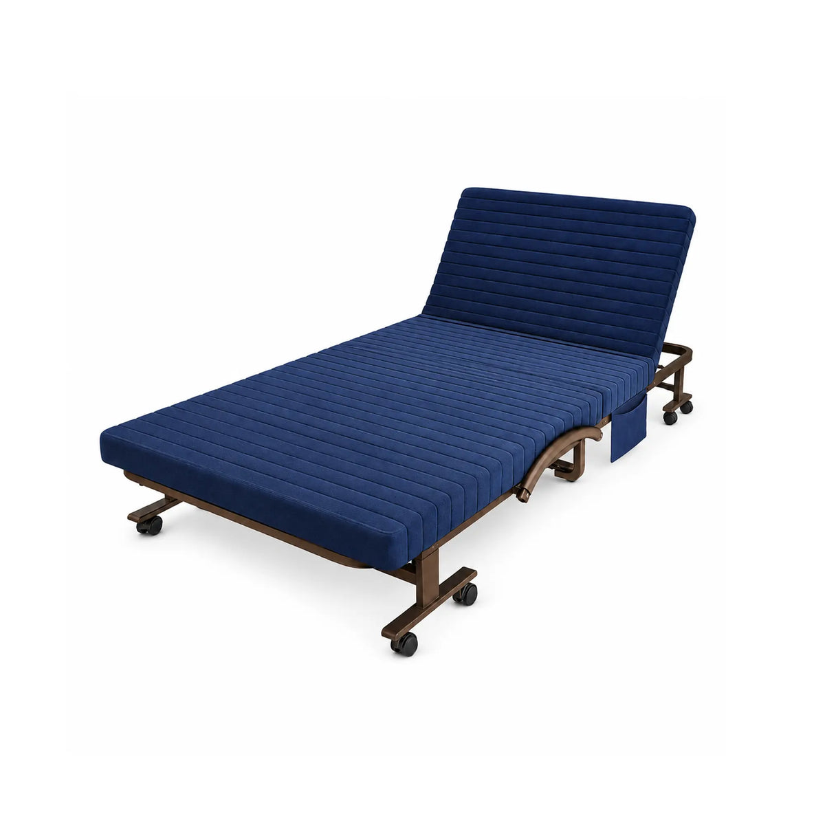 LIVARA Folding Single Bed 7cm Thick Foam Mattress, Curved Armrests & Reinforced Steel Frame - 60/90cm Rollaway Bed for Home & Office - Dark Blue