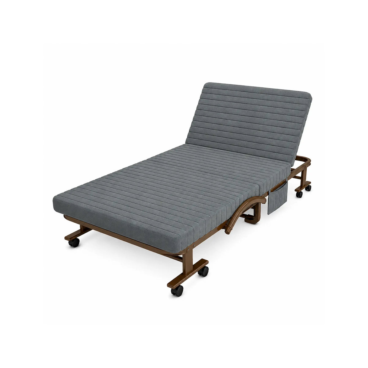 LIVARA Folding Single Bed 7cm Thick Foam Mattress, Curved Armrests & Reinforced Steel Frame - 60/90cm Rollaway Bed for Home & Office - Grey