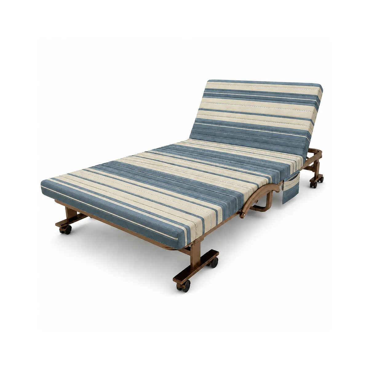 LIVARA Folding Single Bed 7cm Thick Foam Mattress, Curved Armrests & Reinforced Steel Frame - 60/90cm Rollaway Bed for Home & Office - Grey & White Stripes