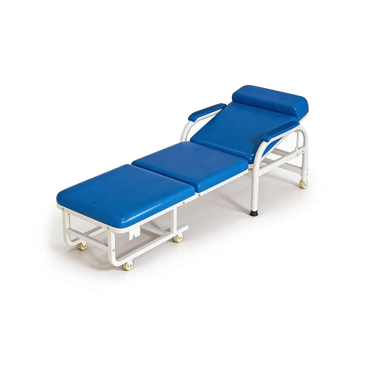 LIVARA 3-in-1 Folding Chair Bed - Convertible Recliner with Foam Padding, Reinforced Steel Frame & Wheels - 186cm for Home & Hospital - Sky Blue
