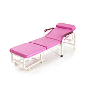 LIVARA 3-in-1 Folding Chair Bed - Convertible Recliner with Foam Padding, Reinforced Steel Frame & Wheels - 186cm for Home & Hospital - Pink