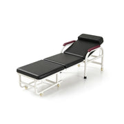 LIVARA 3-in-1 Folding Chair Bed - Convertible Recliner with Foam Padding, Reinforced Steel Frame & Wheels - 186cm for Home & Hospital - Black