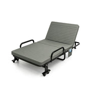 LIVARA Folding Single Bed Multi-Angle Adjustable Backrest, High-Resilience Foam & Steel Frame with Armrests - 192x90cm for Home & Office - Smoky Grey