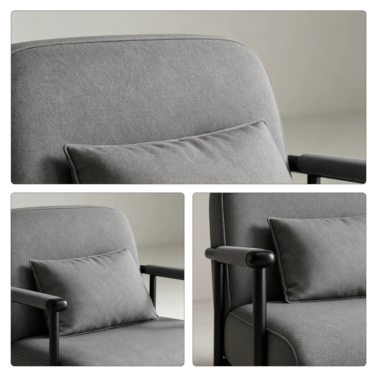 LIVARA Convertible Sofa Bed 5-Position Adjustable Backrest, High-Density Foam & Linen Fabric with Pillow - 65/80cm for Home & Guest Room - Grey