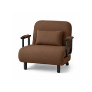 LIVARA Convertible Sofa Bed 5-Position Adjustable Backrest, High-Density Foam & Linen Fabric with Pillow - 65/80cm for Home & Guest Room - Coffee