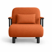 LIVARA Convertible Sofa Bed 5-Position Adjustable Backrest, High-Density Foam & Linen Fabric with Pillow - 65/80cm for Home & Guest Room - Orange
