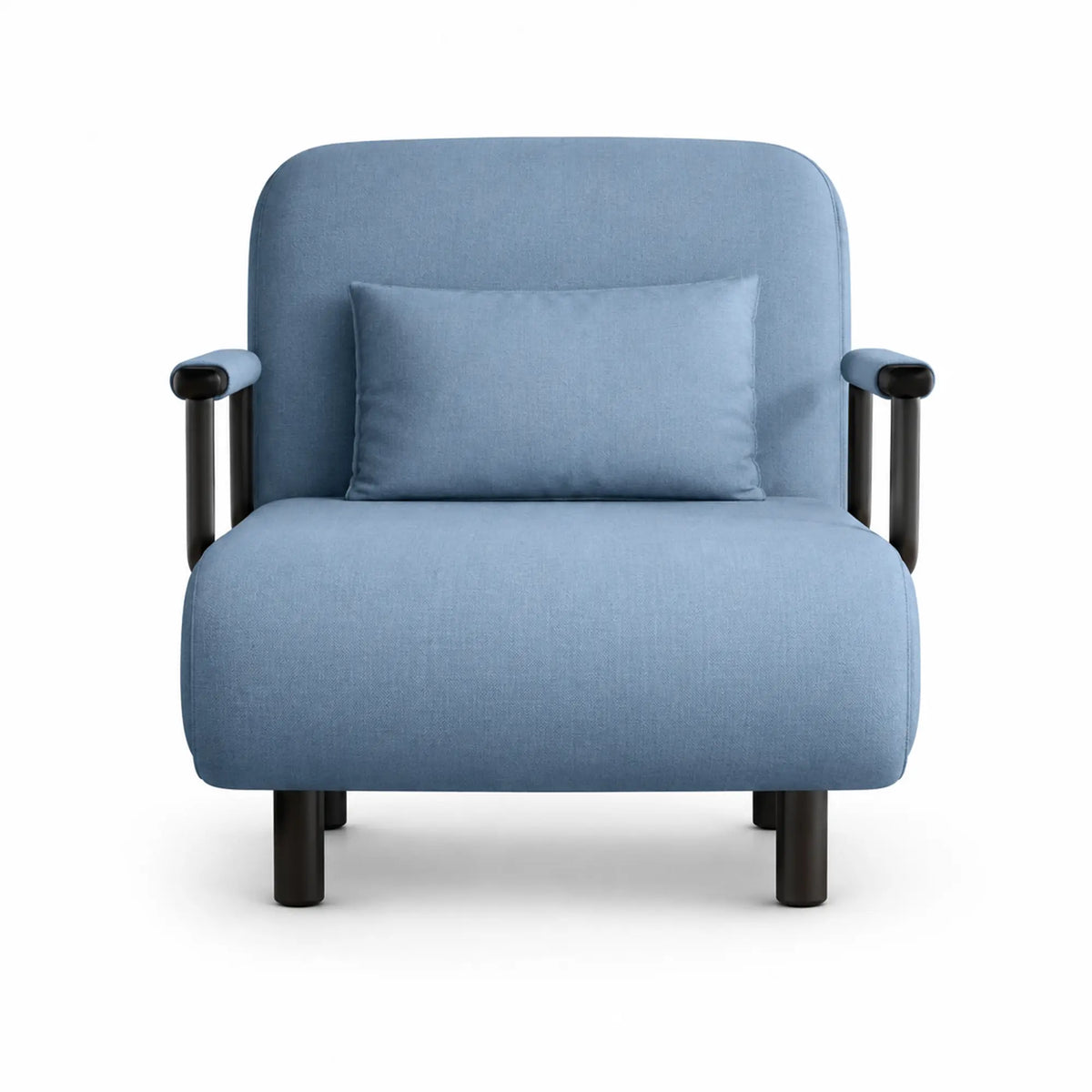LIVARA Convertible Sofa Bed 5-Position Adjustable Backrest, High-Density Foam & Linen Fabric with Pillow - 65/80cm for Home & Guest Room - Light Blue