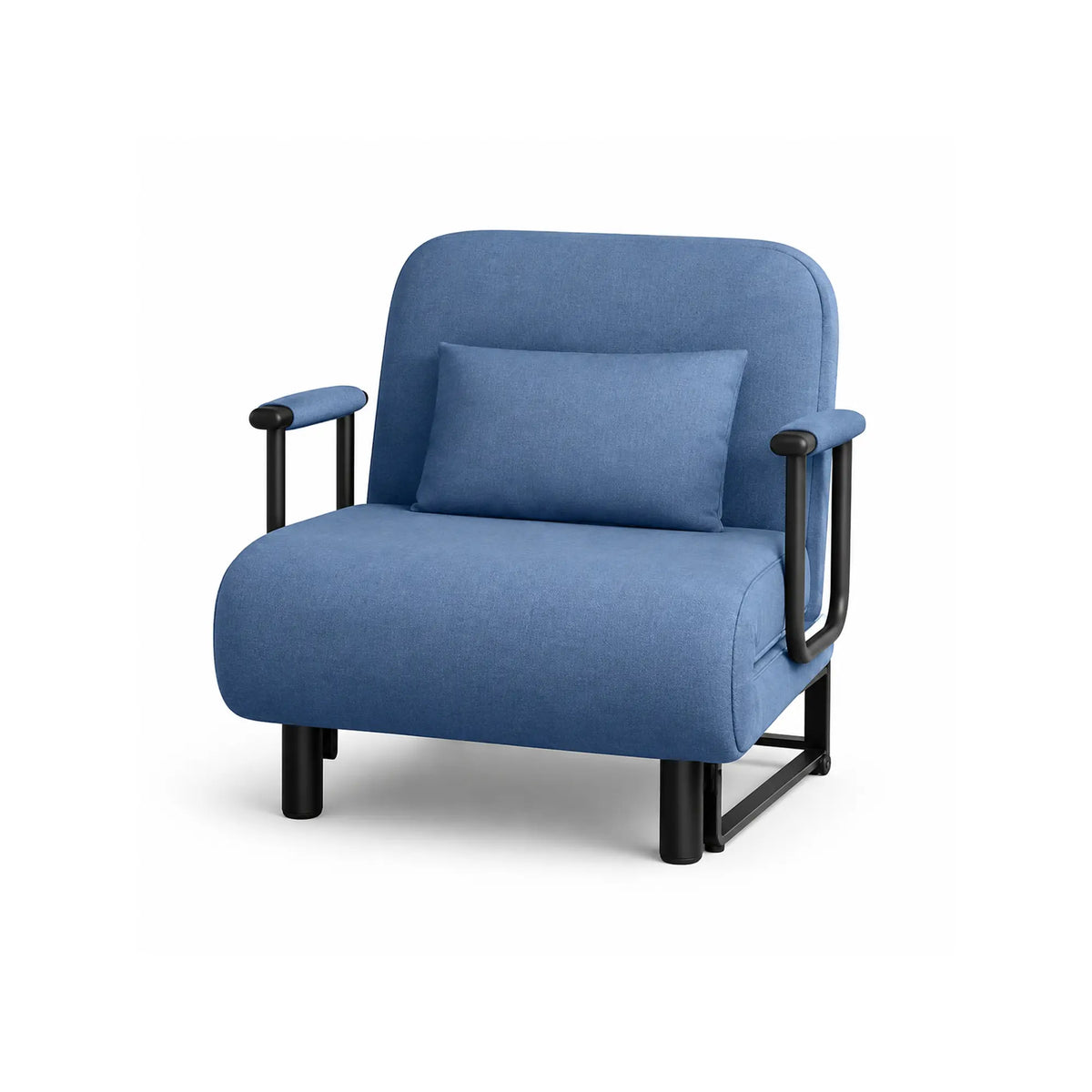 LIVARA Convertible Sofa Bed 5-Position Adjustable Backrest, High-Density Foam & Linen Fabric with Pillow - 65/80cm for Home & Guest Room - Blue
