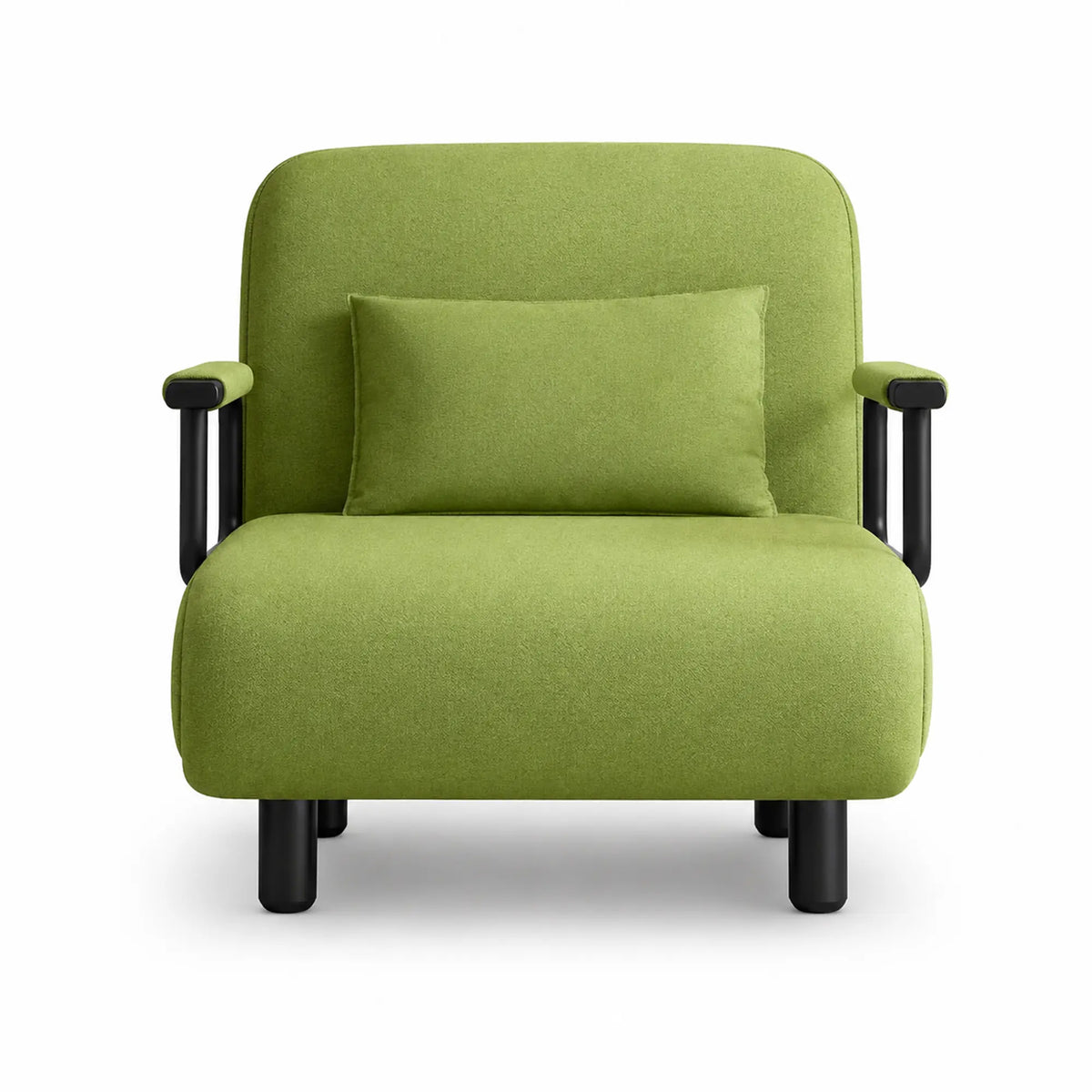 LIVARA Convertible Sofa Bed 5-Position Adjustable Backrest, High-Density Foam & Linen Fabric with Pillow - 65/80cm for Home & Guest Room - Green