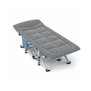 LIVARA Folding Single Bed Extra Wide Houndstooth Design with Thick Steel Tube Frame & Built-in Headrest - Rollaway Bed for Home & Office - Black & White