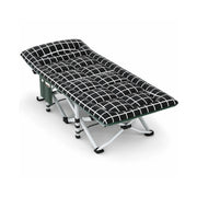 LIVARA Folding Single Bed - Soft Fabric Cover with Thick Steel Tube Frame & Built-in Headrest - Rollaway Bed for Home & Office - Black & White