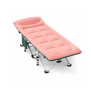 LIVARA Folding Single Bed - Soft Fabric Cover with Thick Steel Tube Frame & Built-in Headrest - Rollaway Bed for Home & Office - Pink