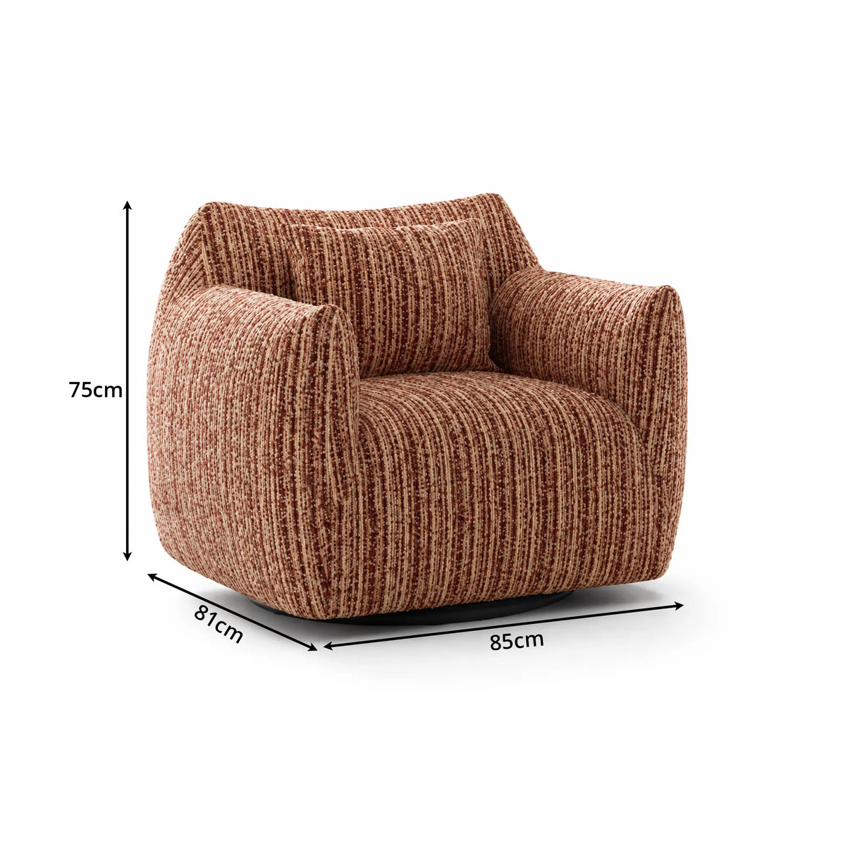 LIVARA 360-Degree Swivel Accent Chair - Soft Chenille Linen Upholstery with Cushion - 85cm Modern Lounge Armchair for Living Room & Bedroom - Red
