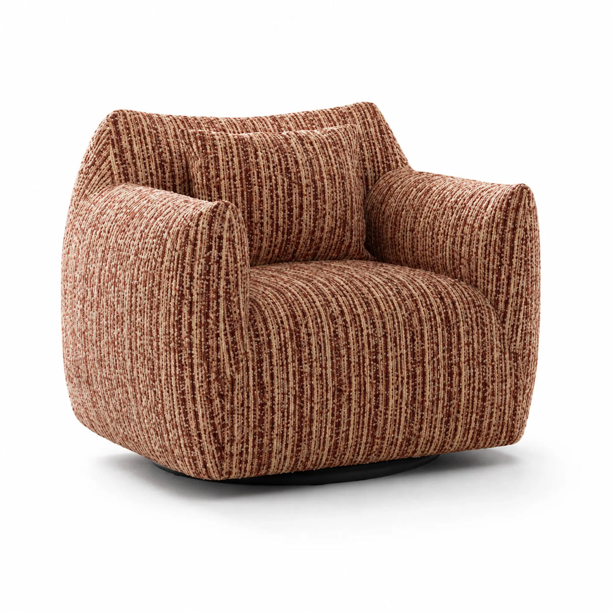 LIVARA 360-Degree Swivel Accent Chair - Soft Chenille Linen Upholstery with Cushion - 85cm Modern Lounge Armchair for Living Room & Bedroom - Red