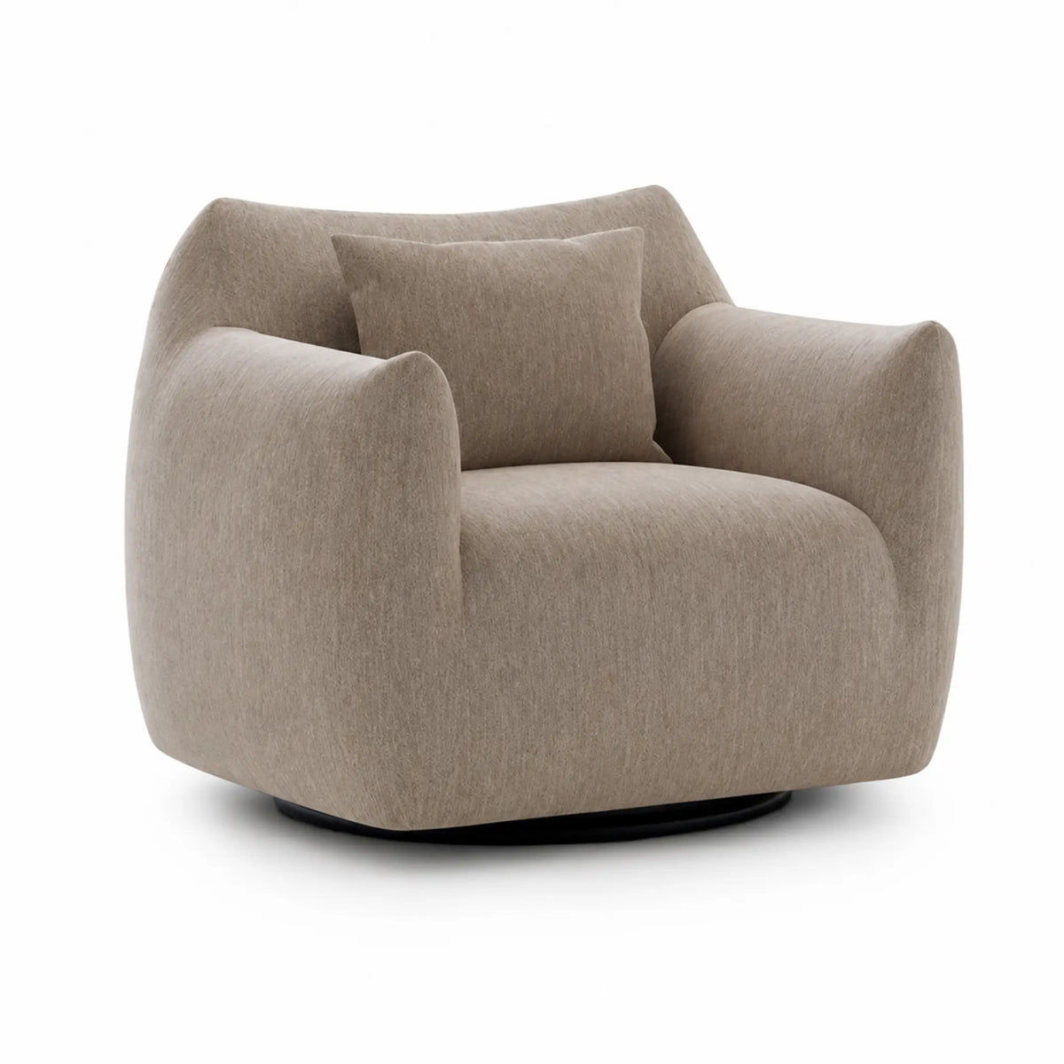 LIVARA 360-Degree Swivel Accent Chair - Soft Chenille Linen Upholstery with Cushion - 85cm Modern Lounge Armchair for Living Room & Bedroom - Coffee