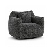 LIVARA 360-Degree Swivel Accent Chair - Soft Chenille Linen Upholstery with Cushion - 85cm Modern Lounge Armchair for Living Room & Bedroom - Black
