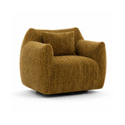 LIVARA 360-Degree Swivel Accent Chair - Soft Chenille Linen Upholstery with Cushion - 85cm Modern Lounge Armchair for Living Room & Bedroom - Yellow