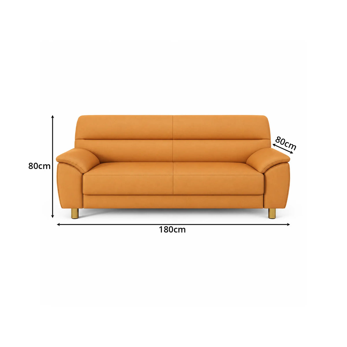 LIVARA Modern 3 Seater Sofa with Nano Technology Fabric, High Resilience Foam Cushions & Solid Wood Frame, 180cm Lounge Couch for Living Room - Orange