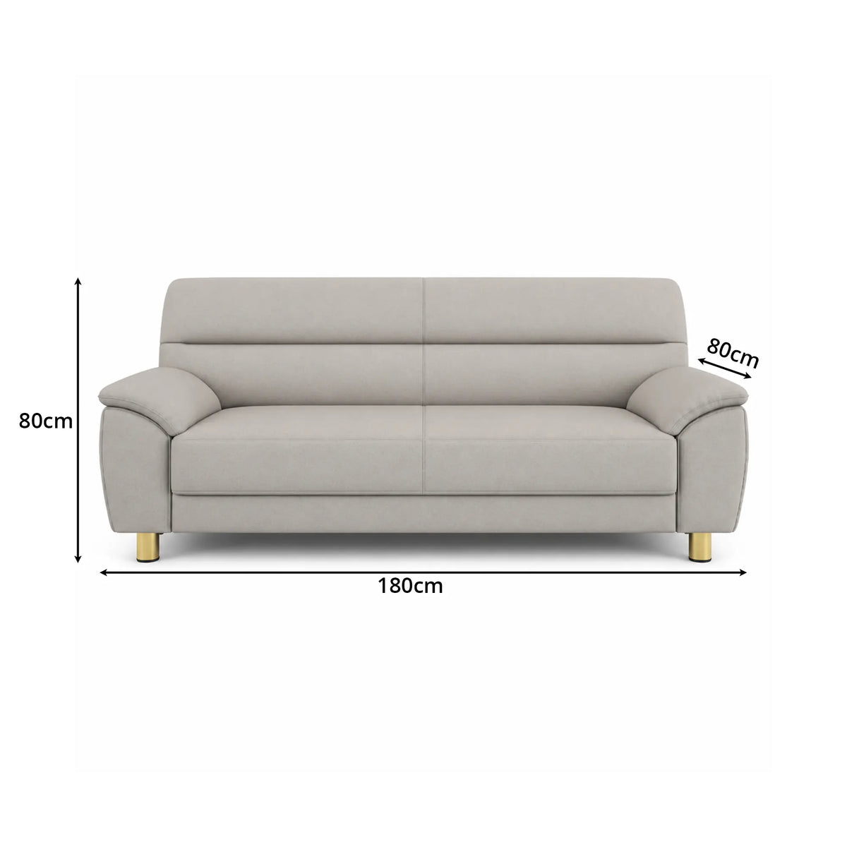 LIVARA Modern 3 Seater Sofa with Nano Technology Fabric, High Resilience Foam Cushions & Solid Wood Frame, 180cm Lounge Couch for Living Room - Light Grey