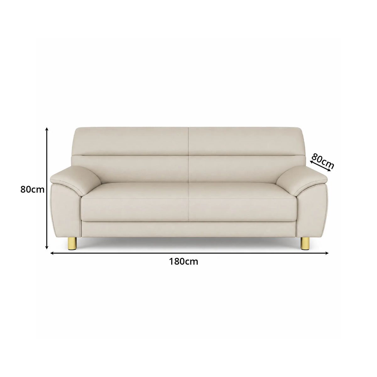LIVARA Modern 3 Seater Sofa with Nano Technology Fabric, High Resilience Foam Cushions & Solid Wood Frame, 180cm Lounge Couch for Living Room - Beige