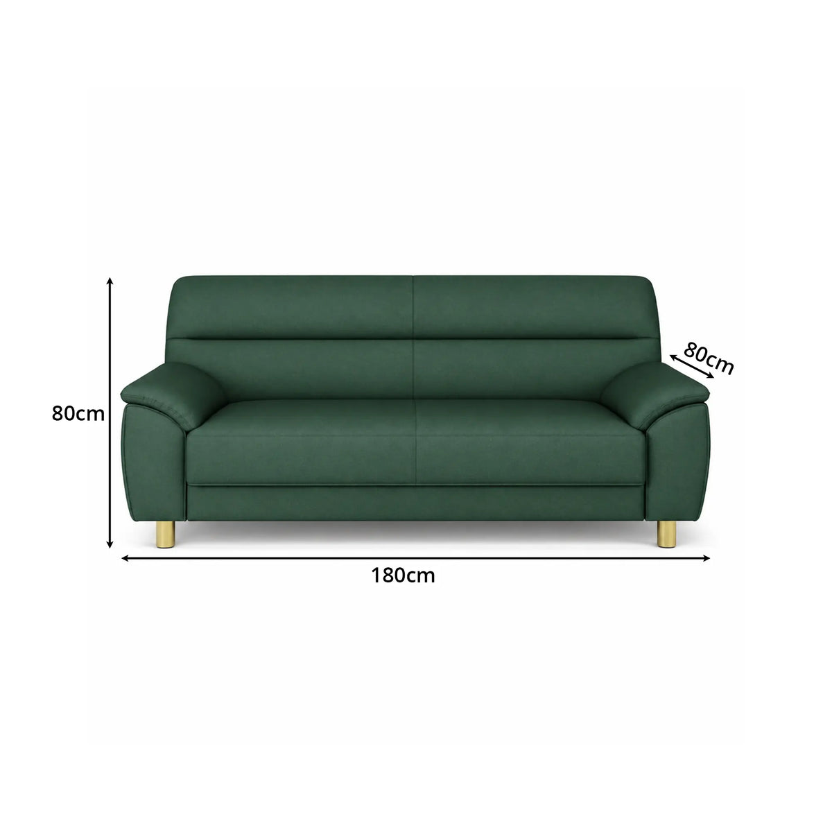 LIVARA Modern 3 Seater Sofa with Nano Technology Fabric, High Resilience Foam Cushions & Solid Wood Frame, 180cm Lounge Couch for Living Room - Dark Green