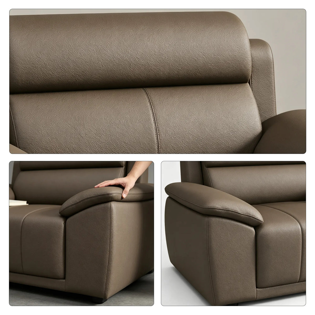 LIVARA Single Seater Sofa with Cat Scratch Resistant Leather, 45D High Resilience Foam & Solid Wood Frame, 102cm Modern Armchair for Living Room - Brown