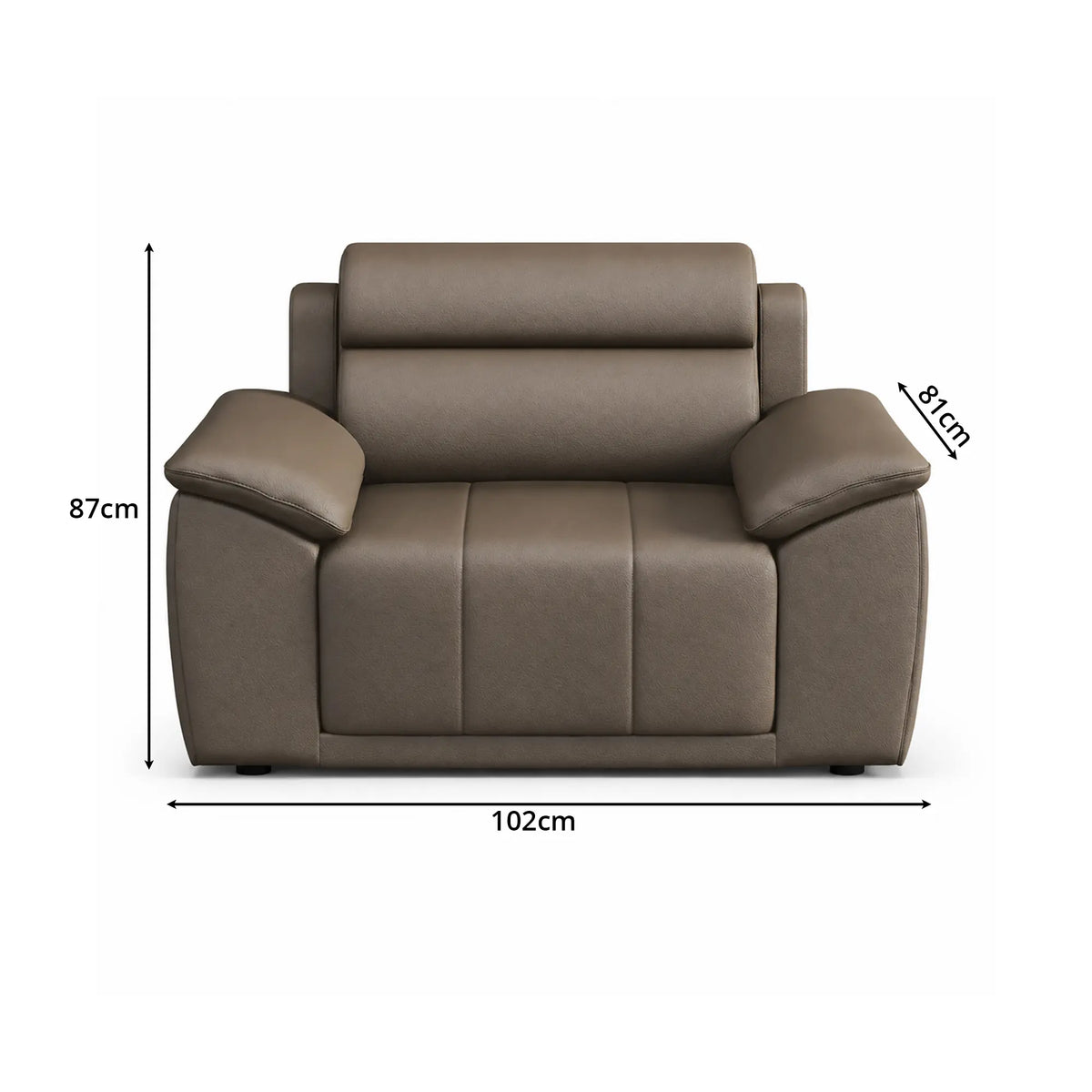 LIVARA Single Seater Sofa with Cat Scratch Resistant Leather, 45D High Resilience Foam & Solid Wood Frame, 102cm Modern Armchair for Living Room - Brown