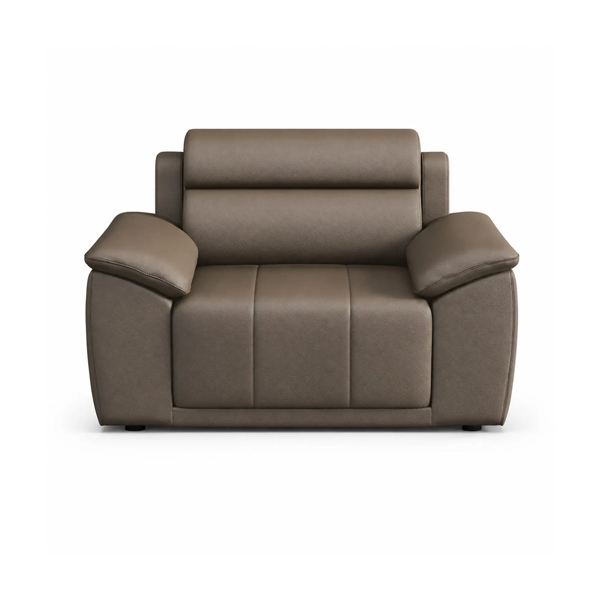 LIVARA Single Seater Sofa with Cat Scratch Resistant Leather, 45D High Resilience Foam & Solid Wood Frame, 102cm Modern Armchair for Living Room - Brown