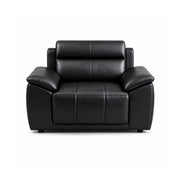 LIVARA Single Seater Sofa with Cat Scratch Resistant Leather, 45D High Resilience Foam & Solid Wood Frame, 102cm Modern Armchair for Living Room - Black