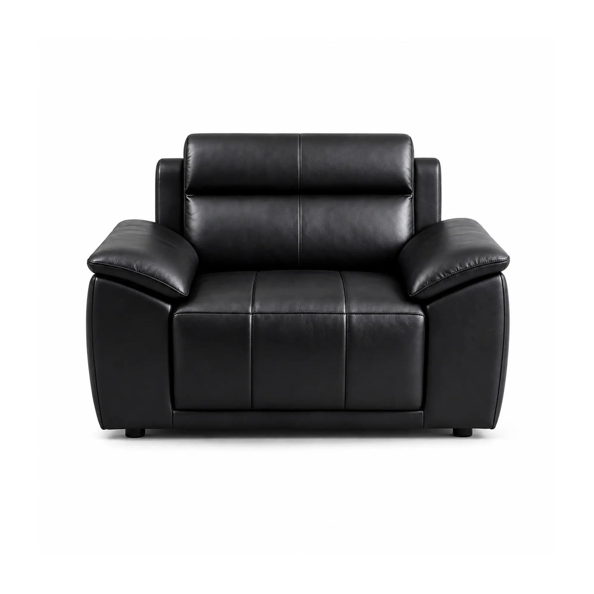 LIVARA Single Seater Sofa with Cat Scratch Resistant Leather, 45D High Resilience Foam & Solid Wood Frame, 102cm Modern Armchair for Living Room - Black
