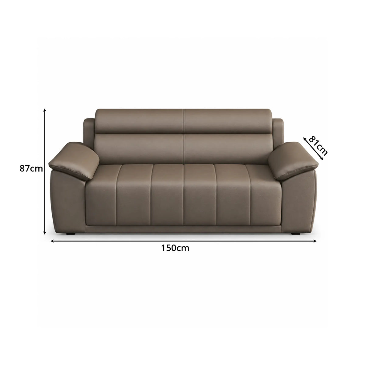 LIVARA 2 Seater Sofa with Cat Scratch Resistant Leather, 45D High Resilience Foam & Solid Wood Frame, 150cm Modern Loveseat for Living Room - Brown