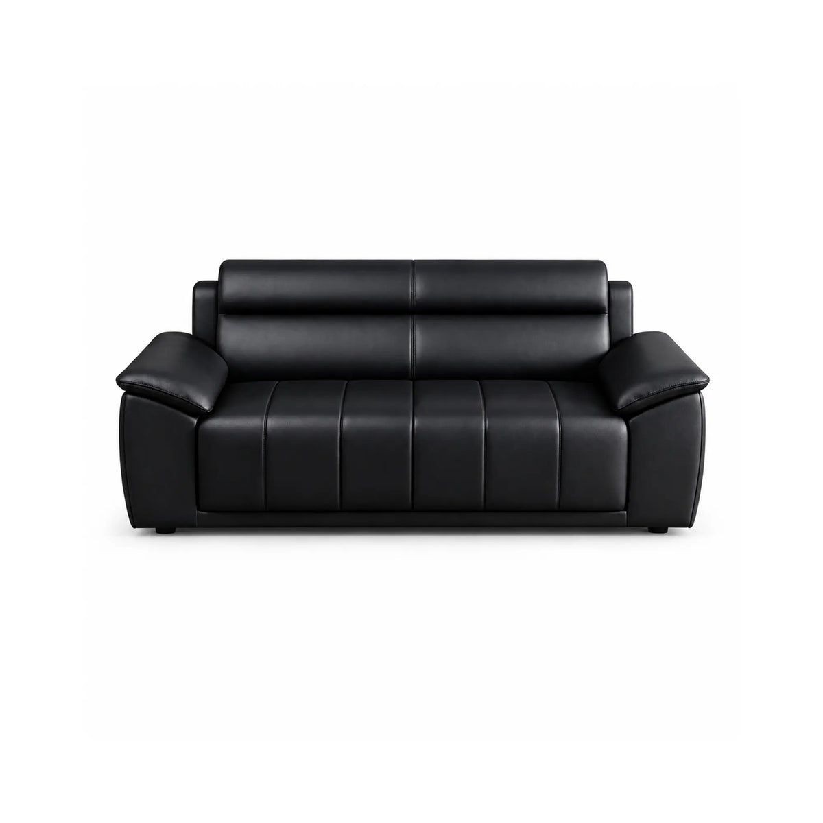 LIVARA 2 Seater Sofa with Cat Scratch Resistant Leather, 45D High Resilience Foam & Solid Wood Frame, 150cm Modern Loveseat for Living Room - Black