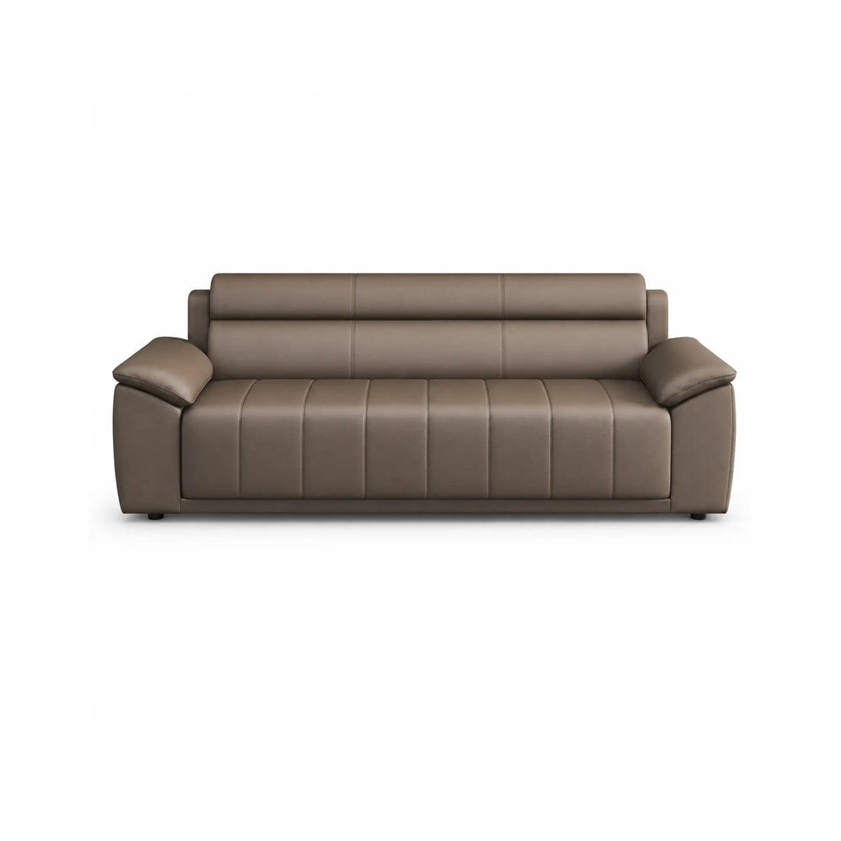 LIVARA 3 Seater Sofa with Cat Scratch Resistant Leather, 45D High Resilience Foam & Solid Wood Frame, 202cm Modern Couch for Living Room - Brown