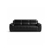 LIVARA 3 Seater Sofa with Cat Scratch Resistant Leather, 45D High Resilience Foam & Solid Wood Frame, 202cm Modern Couch for Living Room - Black