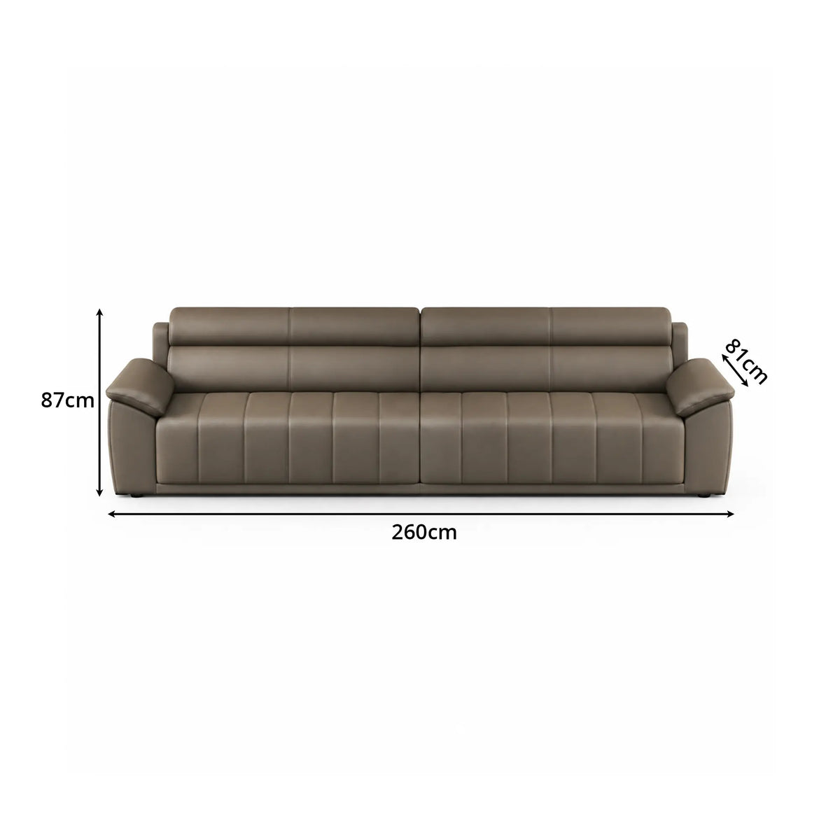 LIVARA 4 Seater Sofa with Cat Scratch Resistant Leather, 45D High Resilience Foam & Solid Wood Frame, 260cm Modern Couch for Living Room - Brown
