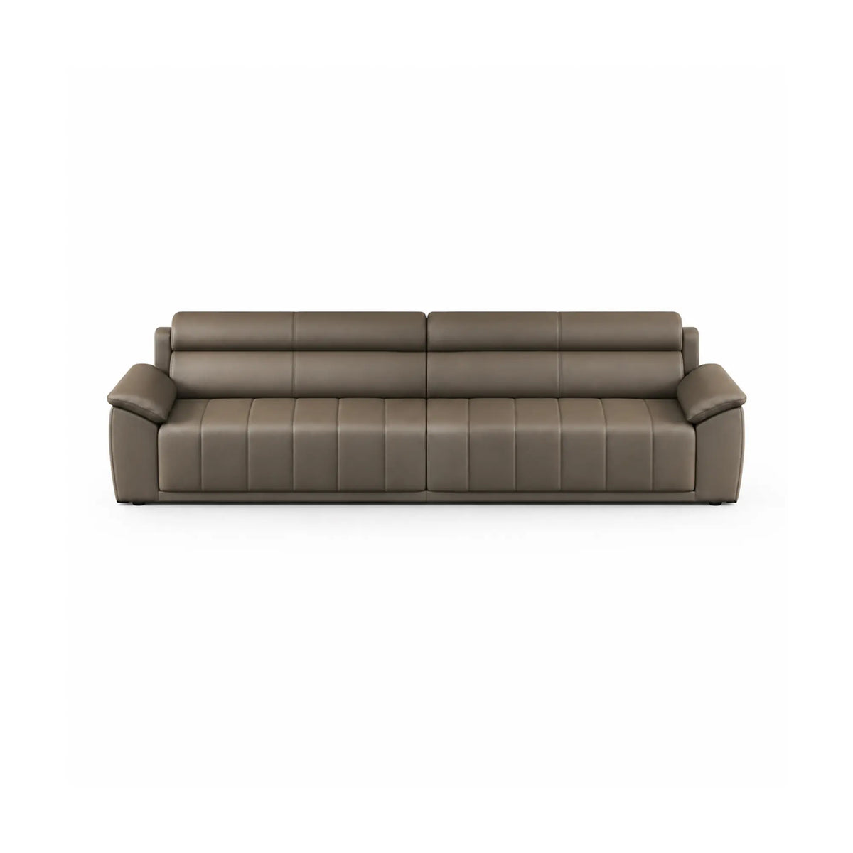 LIVARA 4 Seater Sofa with Cat Scratch Resistant Leather, 45D High Resilience Foam & Solid Wood Frame, 260cm Modern Couch for Living Room - Brown