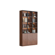 LIVARA 90cm Triple Door Cabinet - Tempered Glass Display with Lower Storage Compartments for Living Room - Walnut