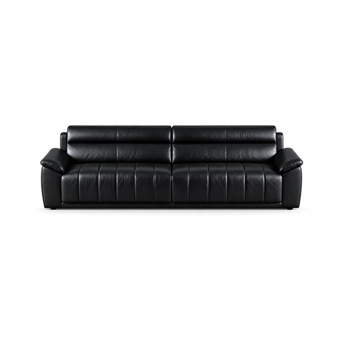LIVARA 4 Seater Sofa with Cat Scratch Resistant Leather, 45D High Resilience Foam & Solid Wood Frame, 260cm Modern Couch for Living Room - Black