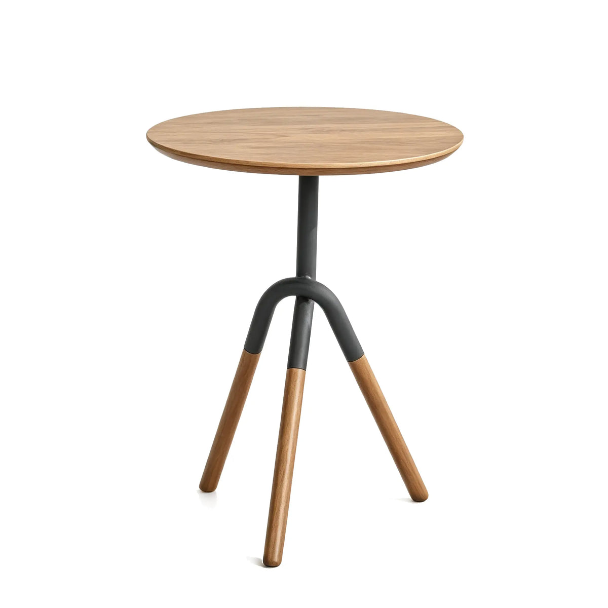 LIVARA Round Side Table with Solid Red Oak Wood Top & Sturdy Metal Tripod Base, 35/40cm Modern Accent Table for Living Room & Bedroom - Natural Oak