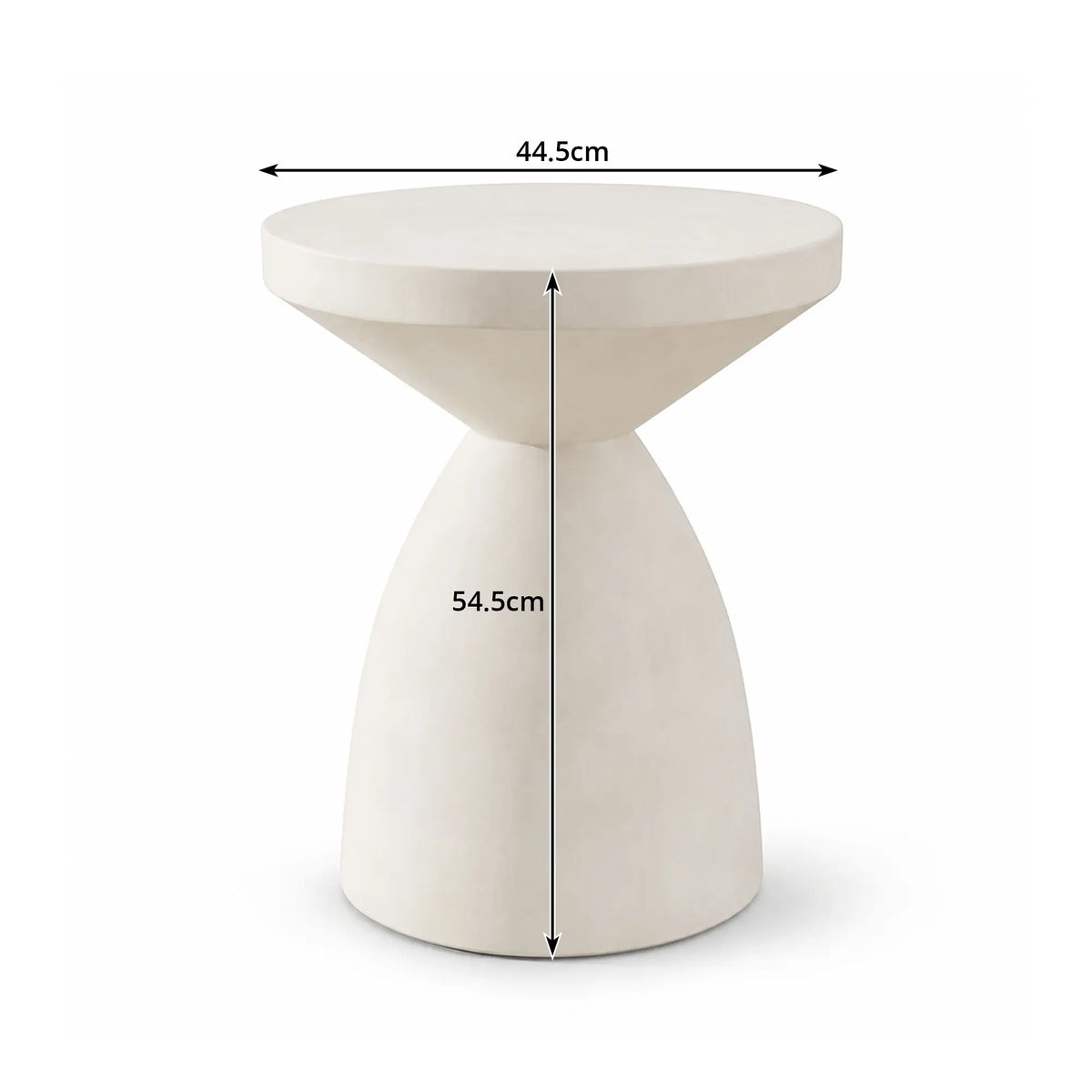 LIVARA Hourglass Round Side Table with Sculptural Pedestal Design, Durable Magnesium Cement & Speckled Finish, Modern Accent Table for Living Room - White