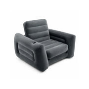 LIVARA 2 in 1 Inflatable Sofa Bed with Soft Flocked Surface, Built in Cup Holder, Convertible Single Sleeper Chair with Electric Pump & Repair Kit - Dark Grey