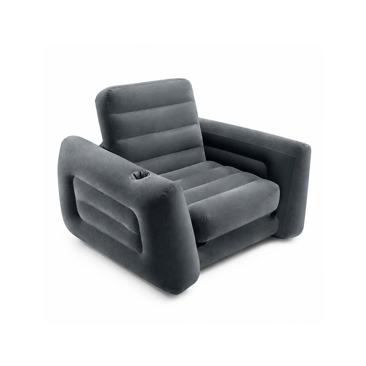 LIVARA 2 in 1 Inflatable Sofa Bed with Soft Flocked Surface, Built in Cup Holder, Convertible Single Sleeper Chair with Electric Pump & Repair Kit - Dark Grey