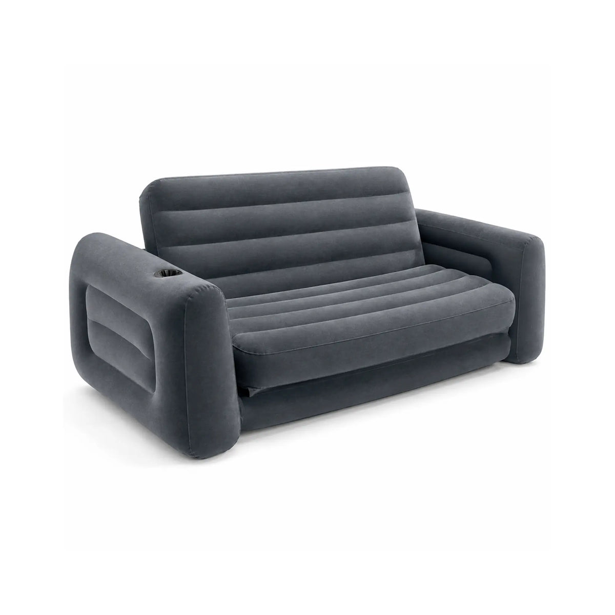 LIVARA 2 Seater Inflatable Sofa Bed with Soft Flocked Surface, Cup Holder & Convertible Design, Electric Pump & Repair Kit Included - Dark Grey